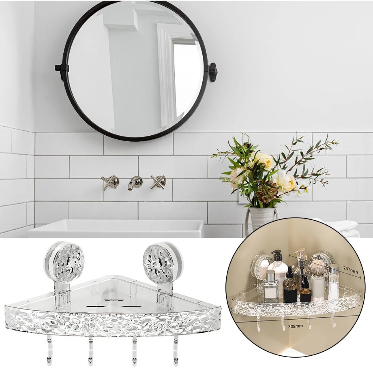 Androf Acrylic Transparent Shower Storage