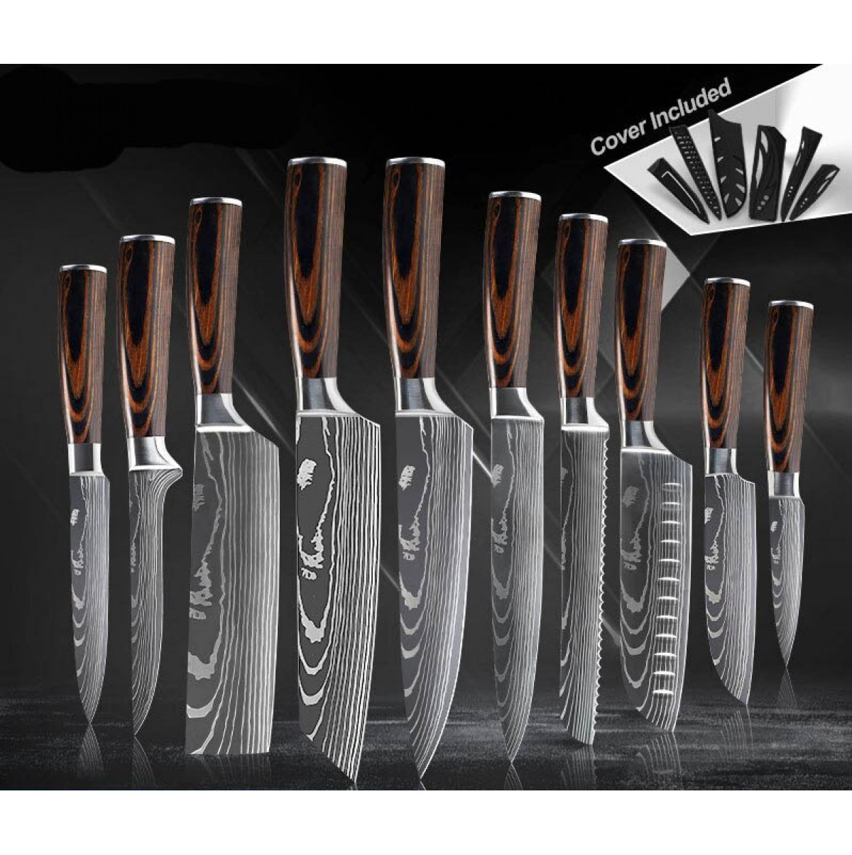 Pack of 10 kitchen knives