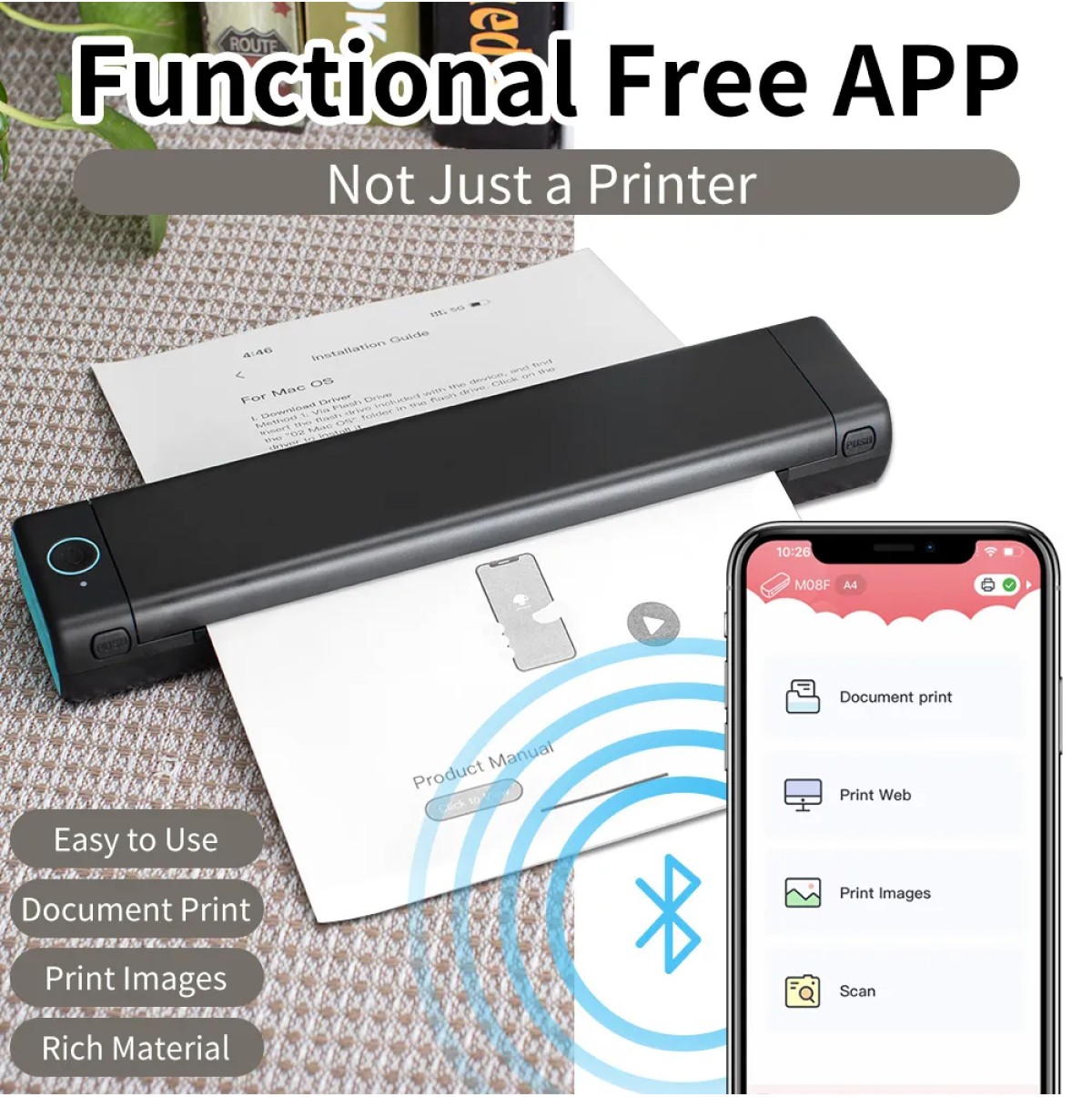 M08F A4 Portable Thermal Printer