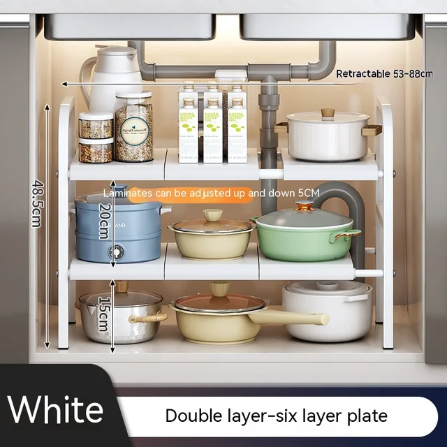 Adjustable Under Sink Shelf Kitchen Storage Organizer Rack Holder